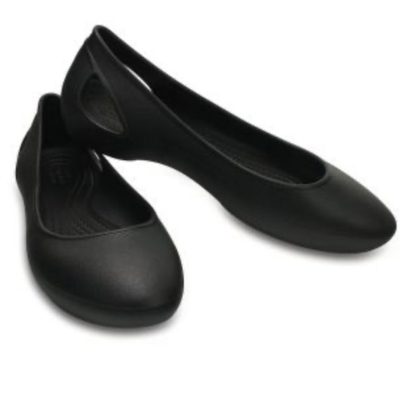 CROCS Laura Black Ballet Flats NEW - Picture 1 of 5